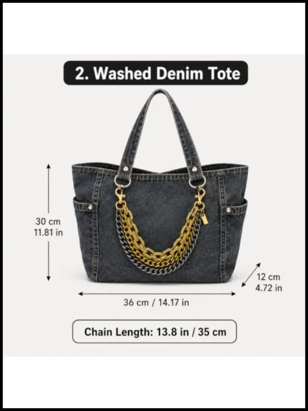 Layered Bag Charm Extender Chain Triple Mixed Metal Link for Purse